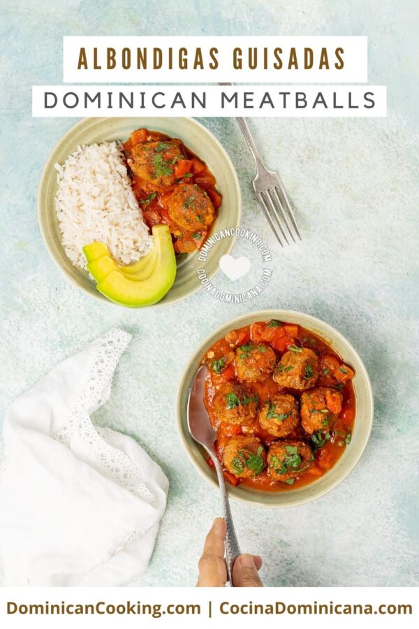 Albondigas guisadas (Dominican meatballs) recipe.