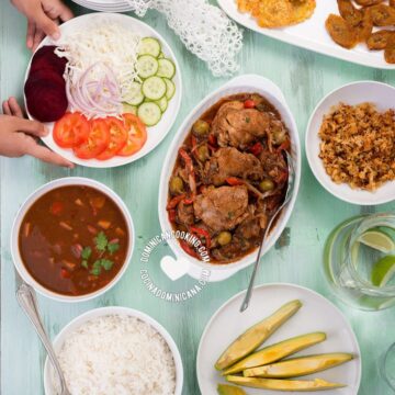 “The Dominican Flag”, the national standard lunchtime dish.