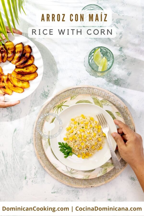 Arroz con maiz or moro de maíz (rice with corn) recipe.