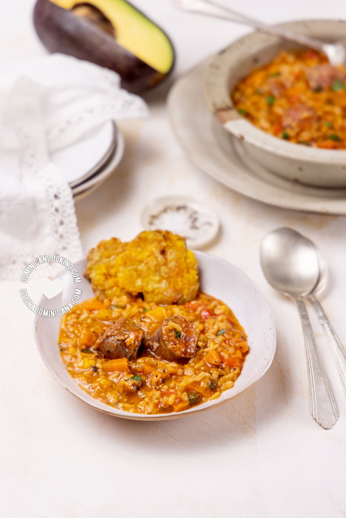 Asopao de longaniza (Dominican sausage rice stew).