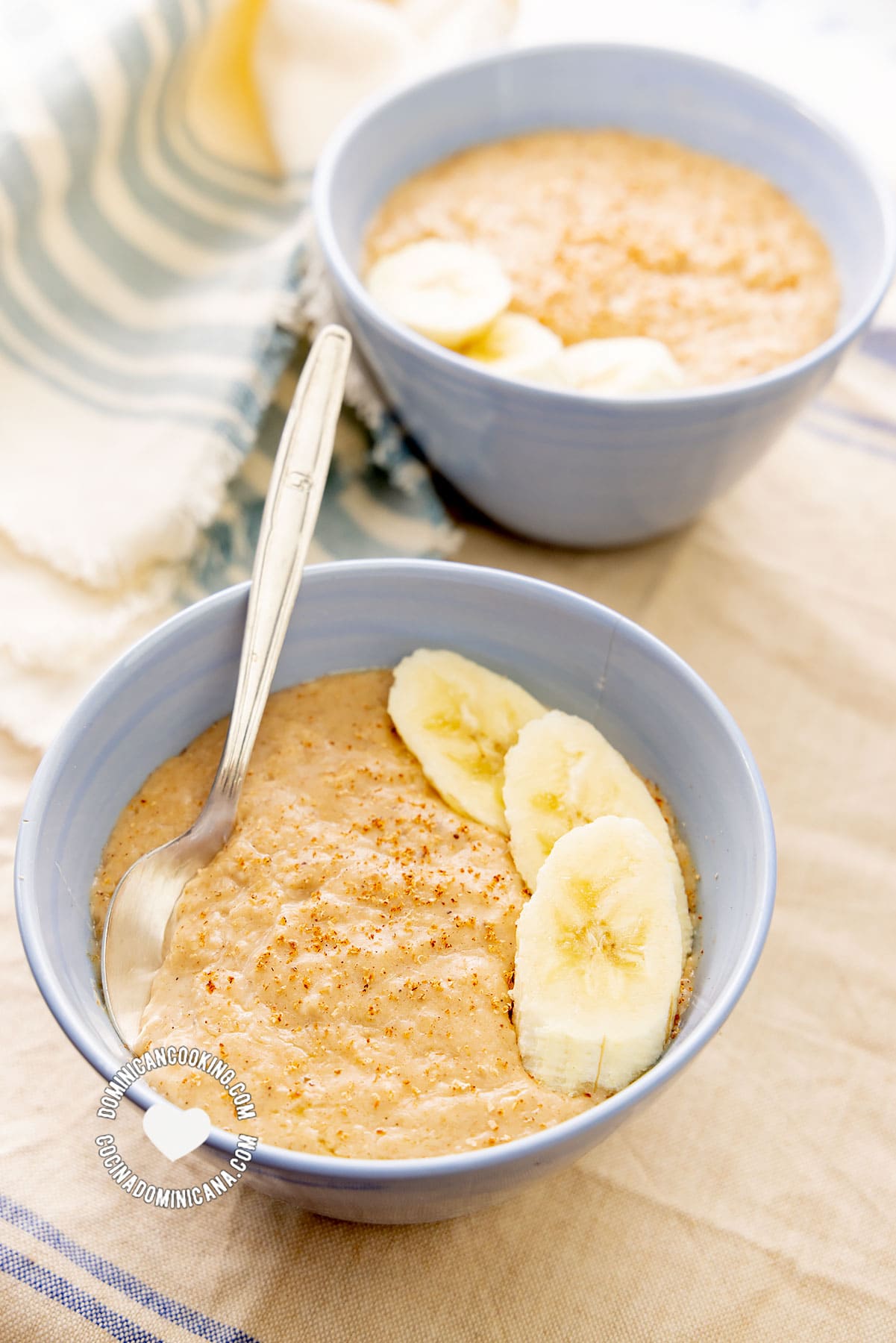 Oatmeal and banana breakfast.