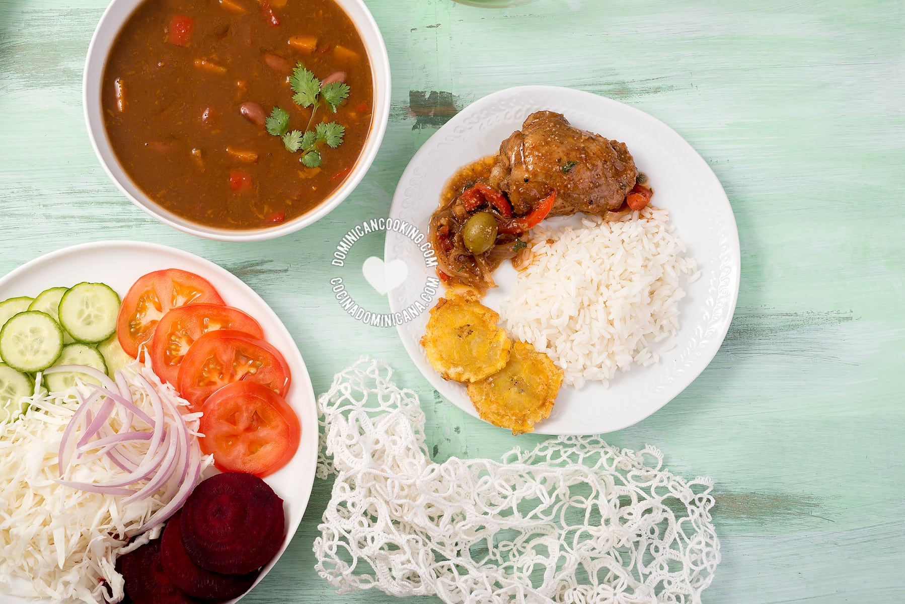 La Bandera Dominicana, a traditional lunch meal.