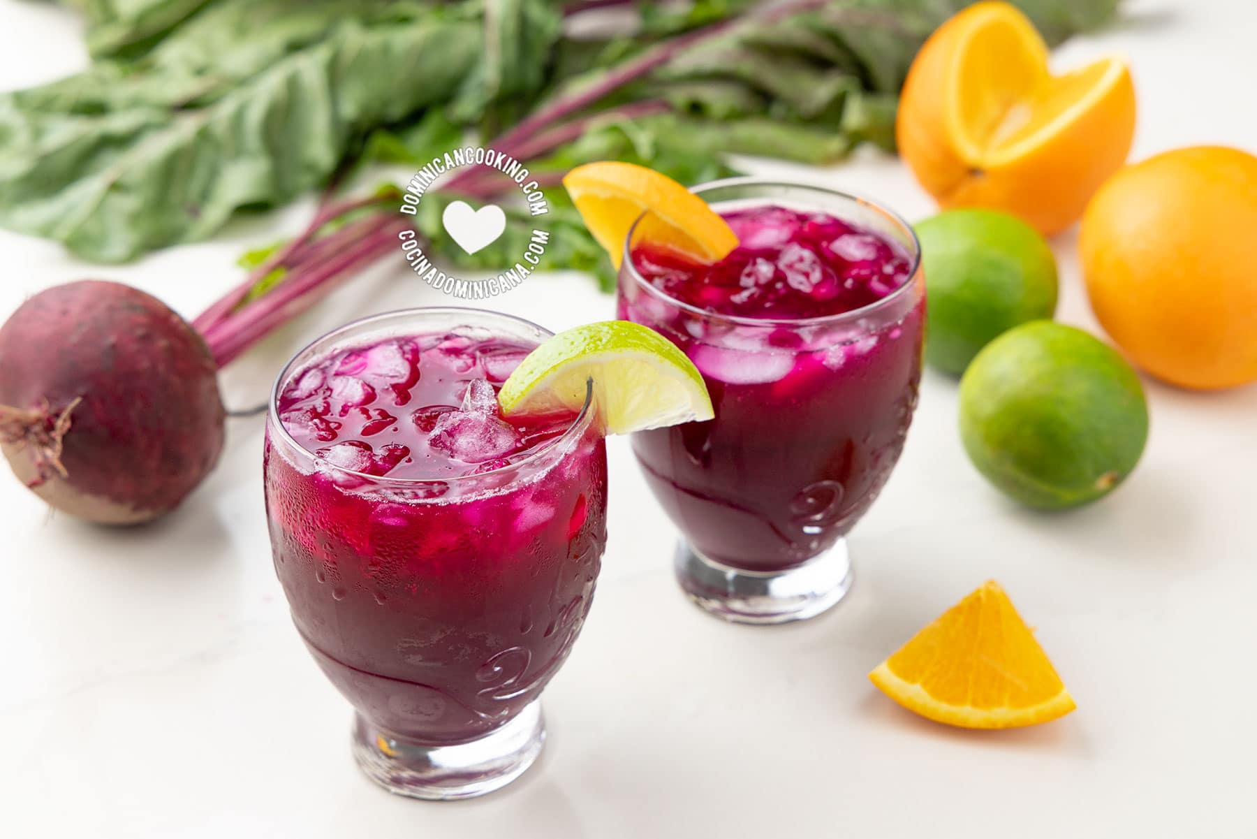 Served beetroot (remolacha) and orange or lime juice.