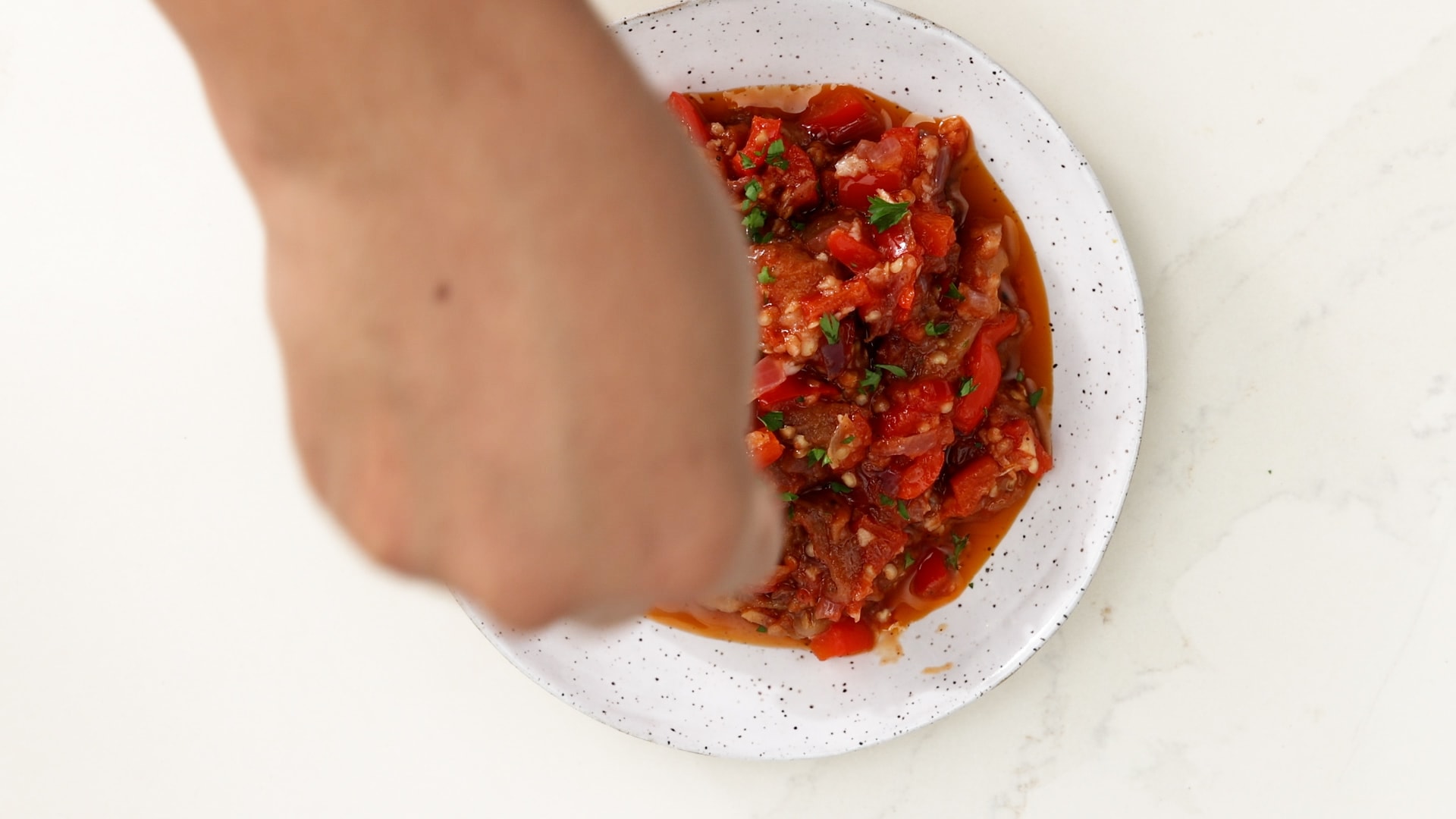 Sprinkling with parsley.