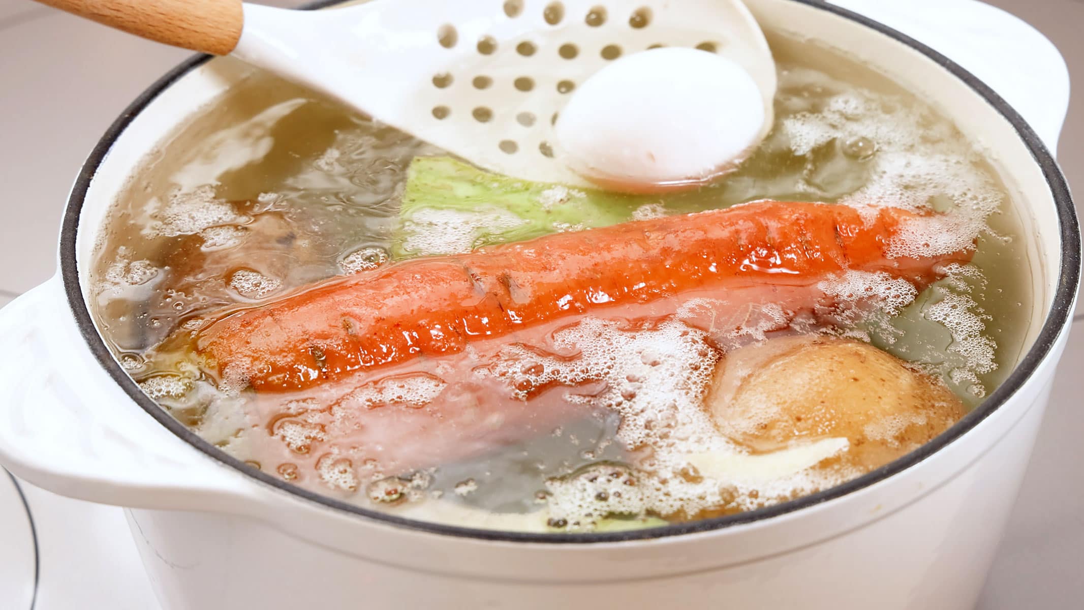 Boiling ingredients.