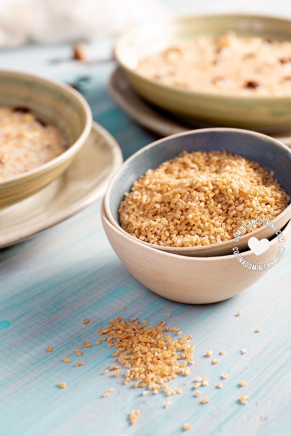 Bowl of raw bulgur.