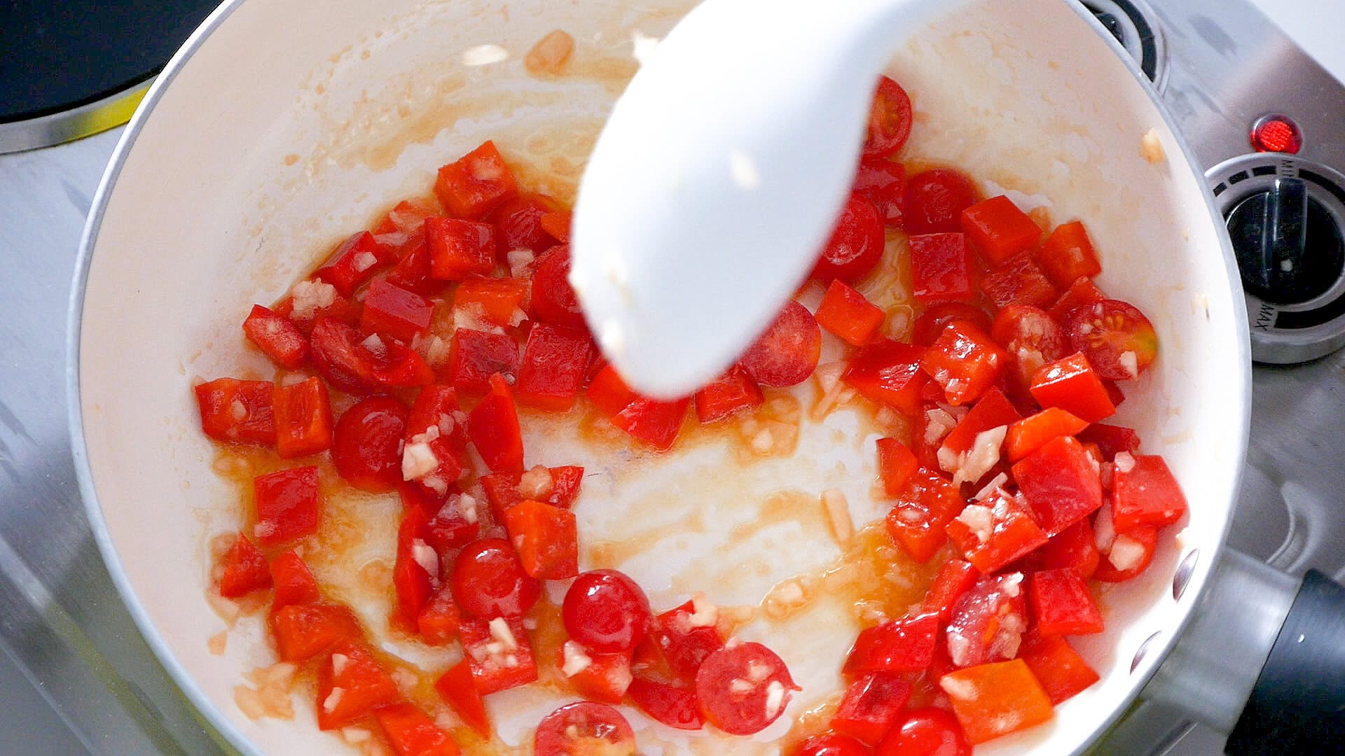 Sauteing vegetables.