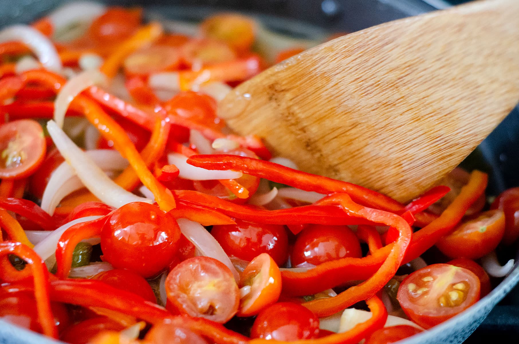 Sauteing vegetables.