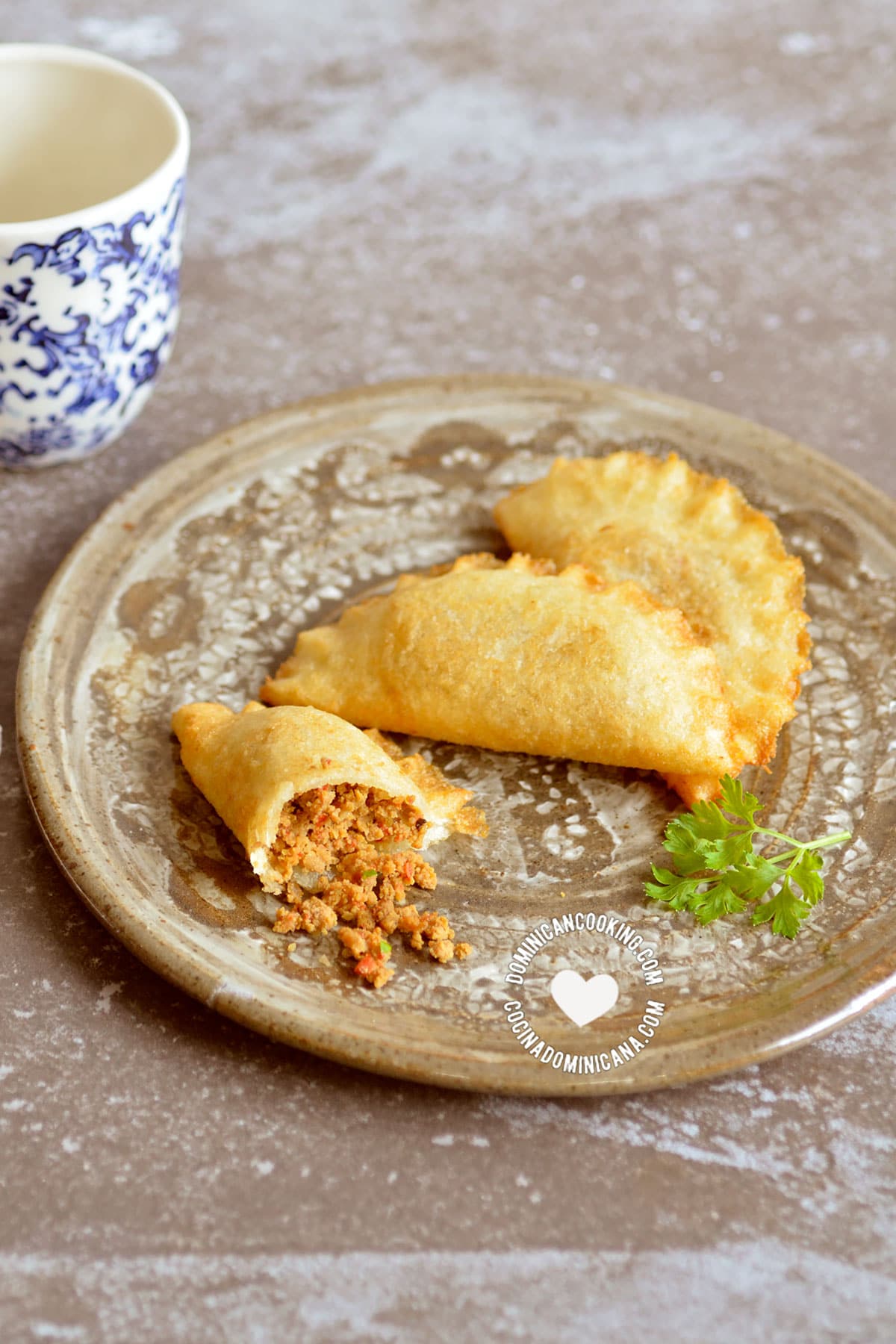Empanaditas de Yuca or catibías filled with beef (tapioca flour empanadas).