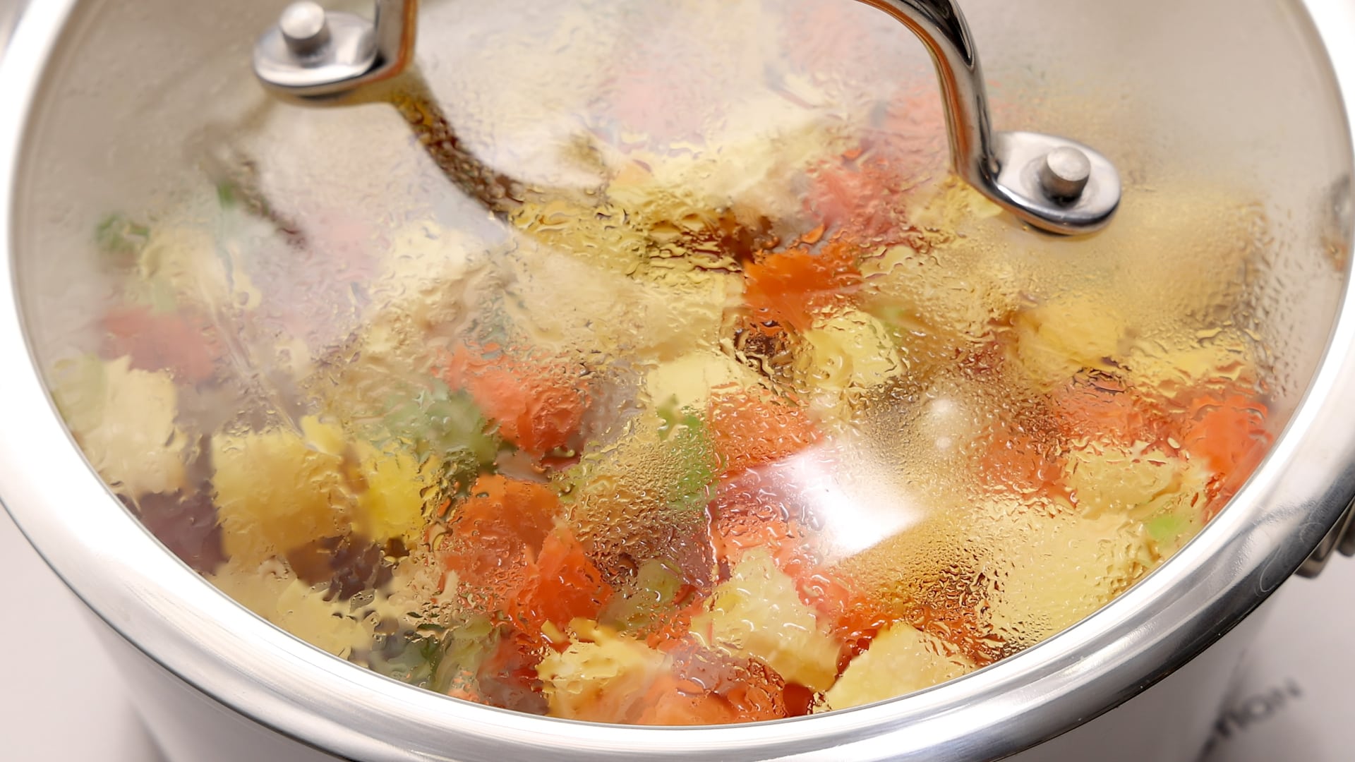Simmering vegetables.