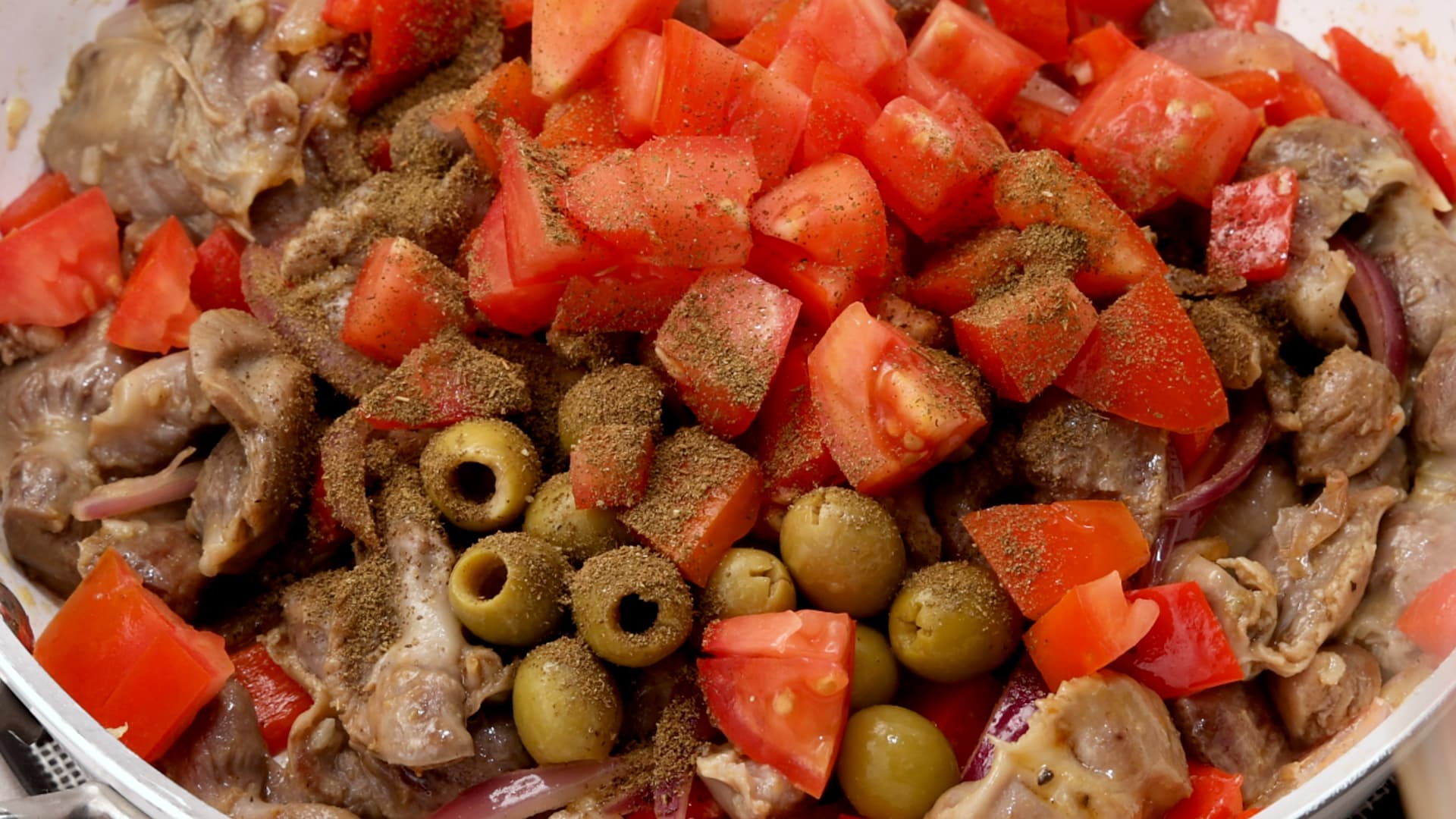 Sauteing the vegetables.