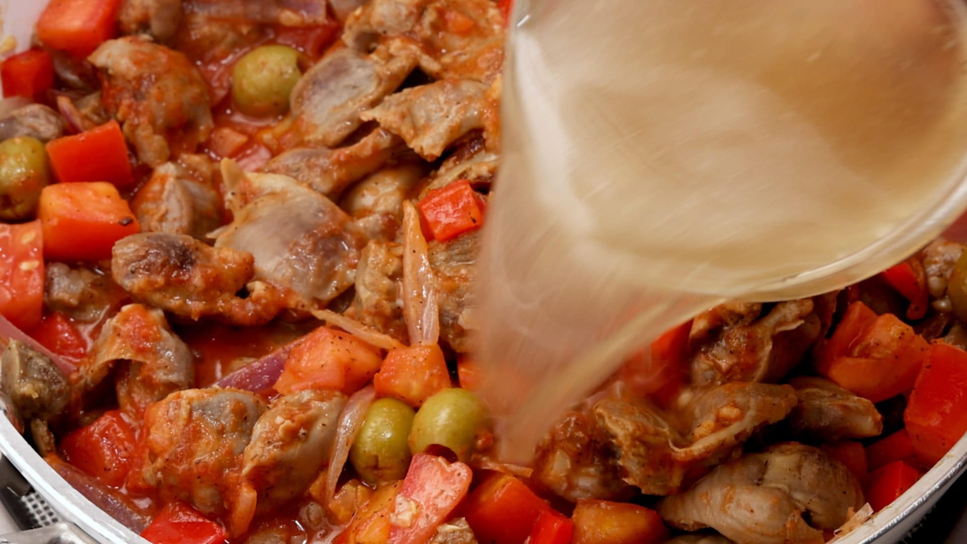 Adding liquid to gizzard.