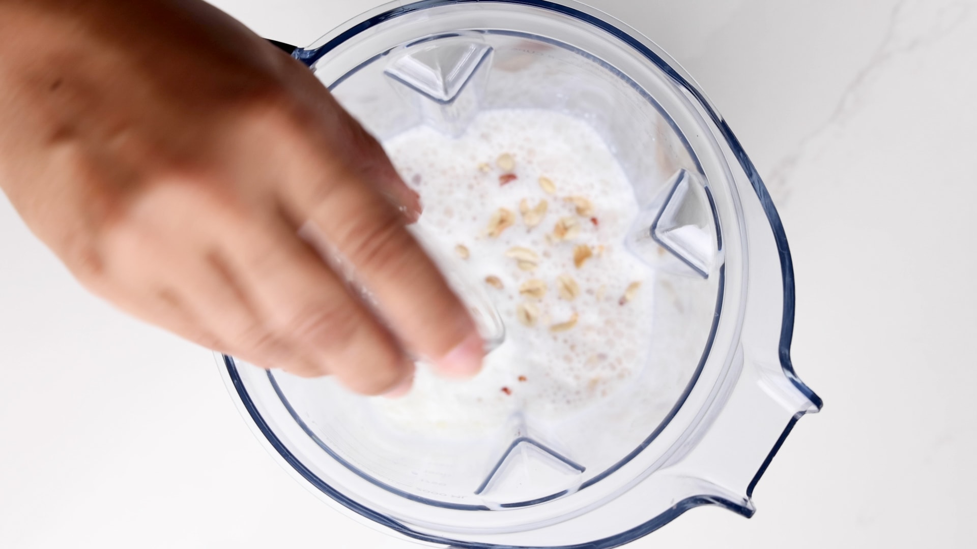 Blending ingredients.