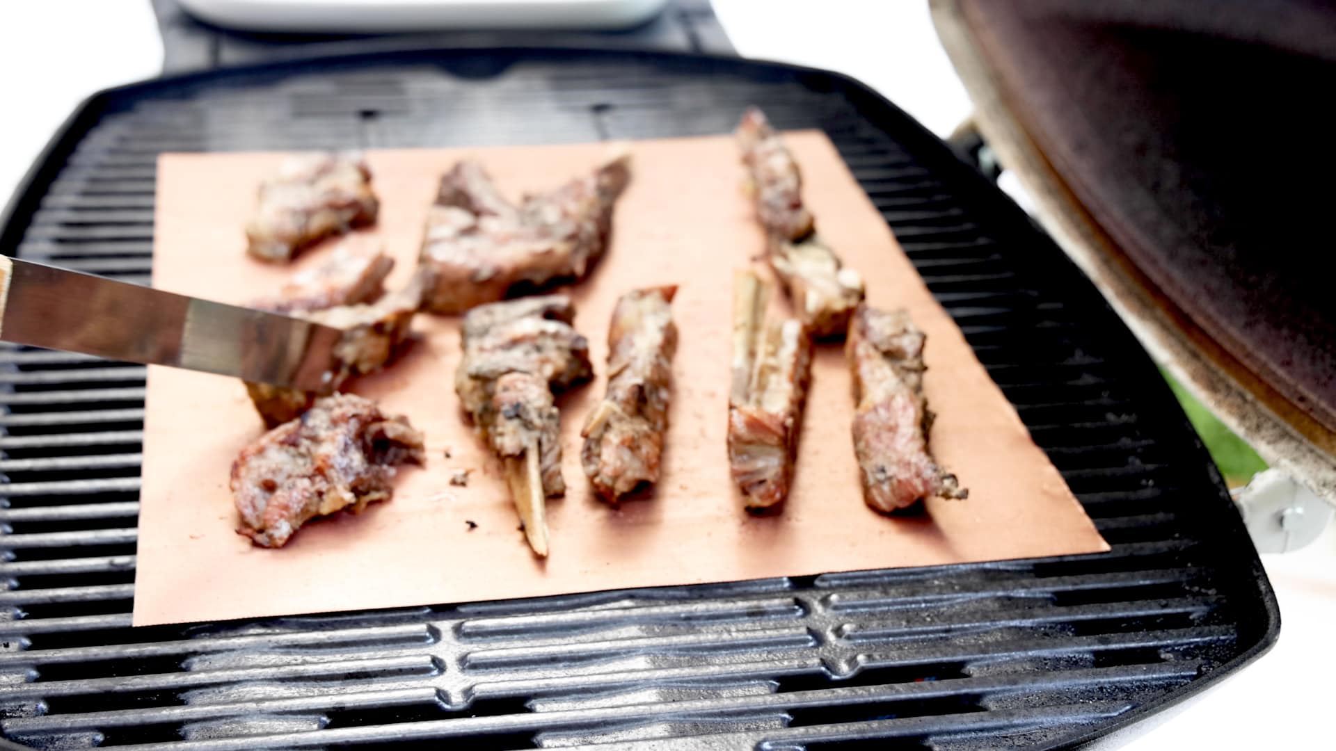 Grilling the ribs.