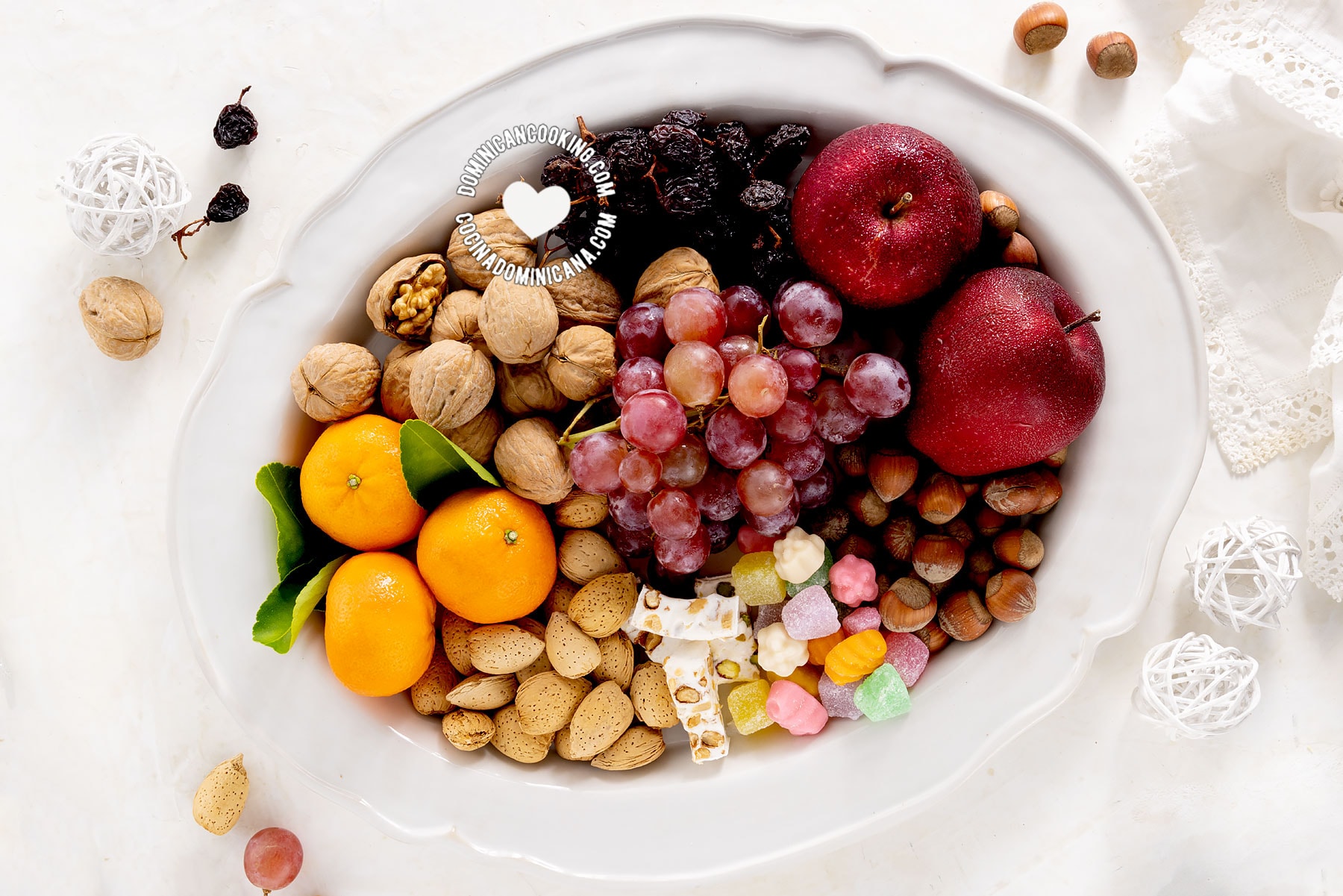 Dominican Christmas fruits and candies.