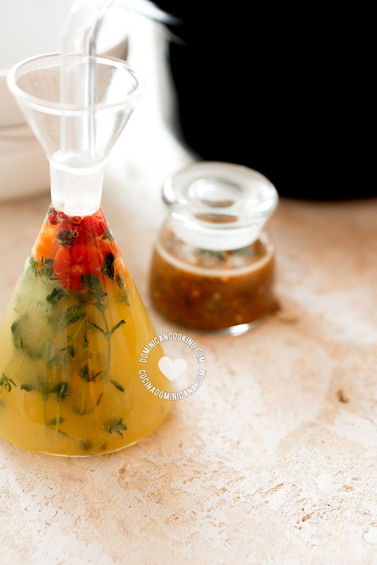 Agrio de raranja (bitter orange spicy vinegar and sauce) in a bottle.