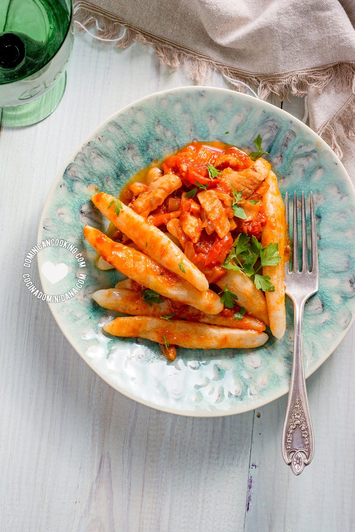 Plate of dominican domplines with bacalao.
