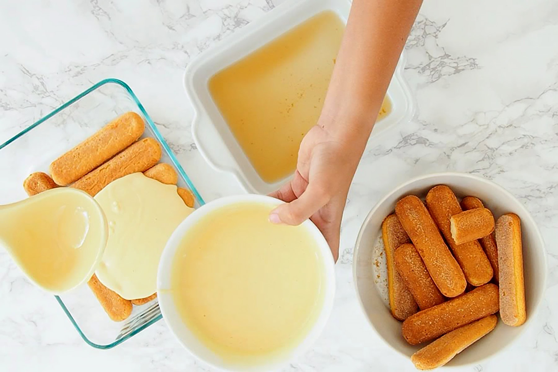 Layering the ladyfingers.