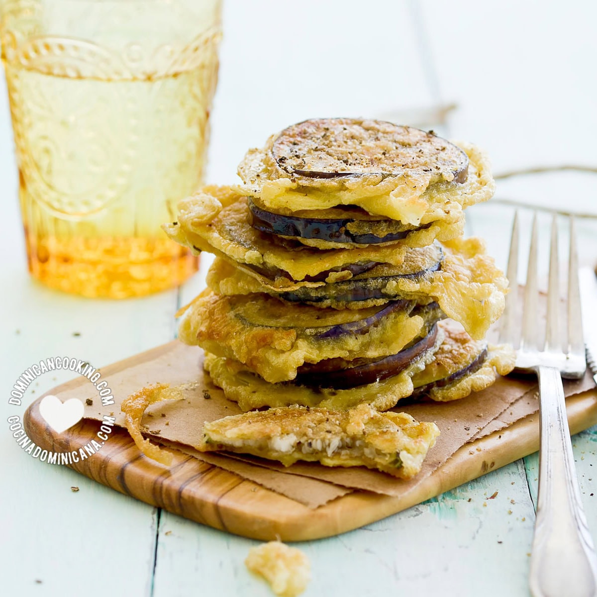 Torrejas de berenjenas (battered fried eggplant) recipe.