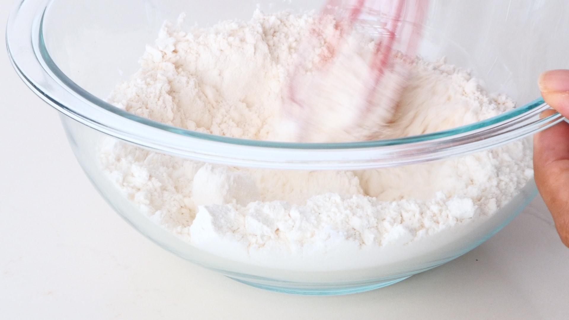 Mixing dry ingredients.