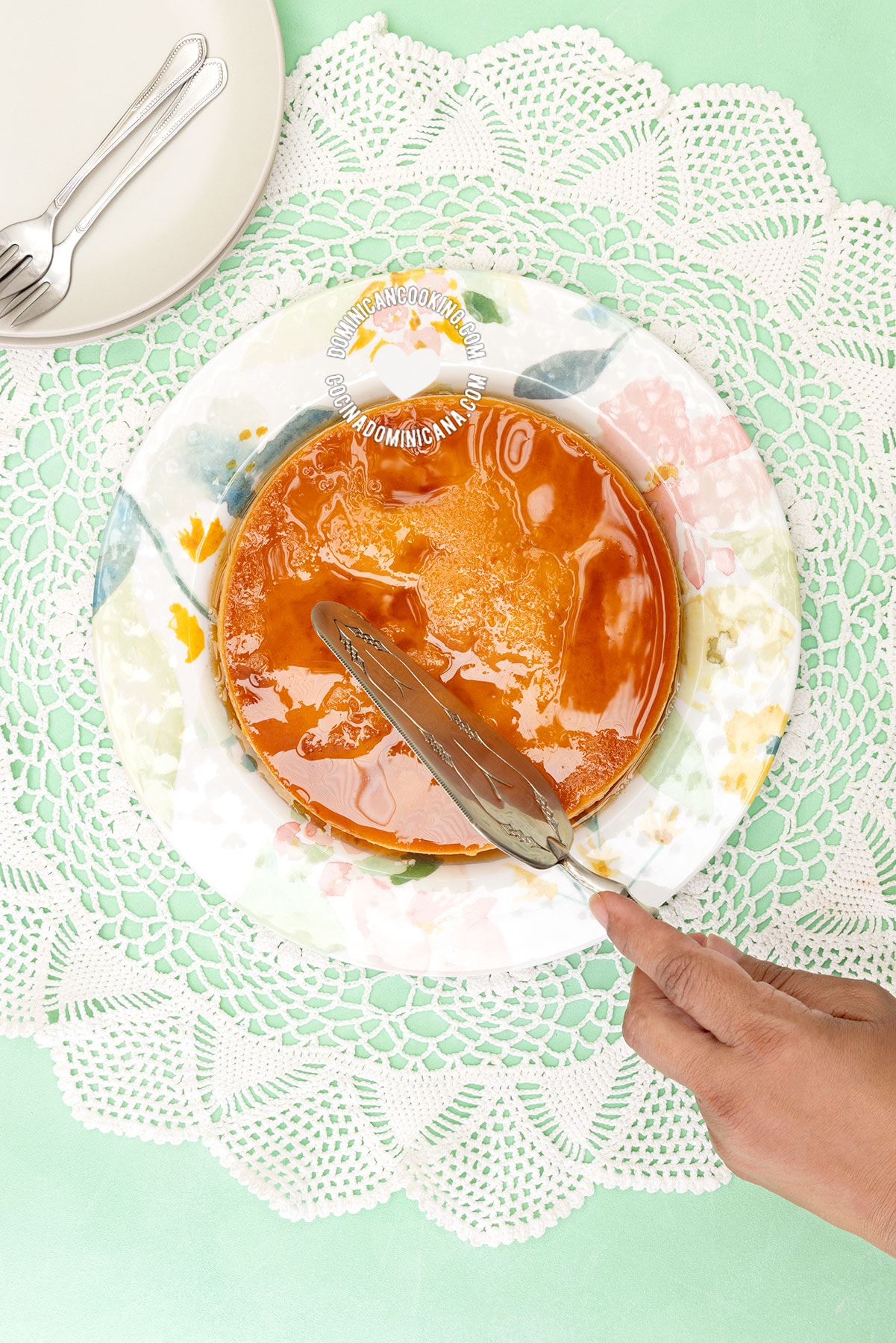 Flan de pan (bread creme caramel pudding).