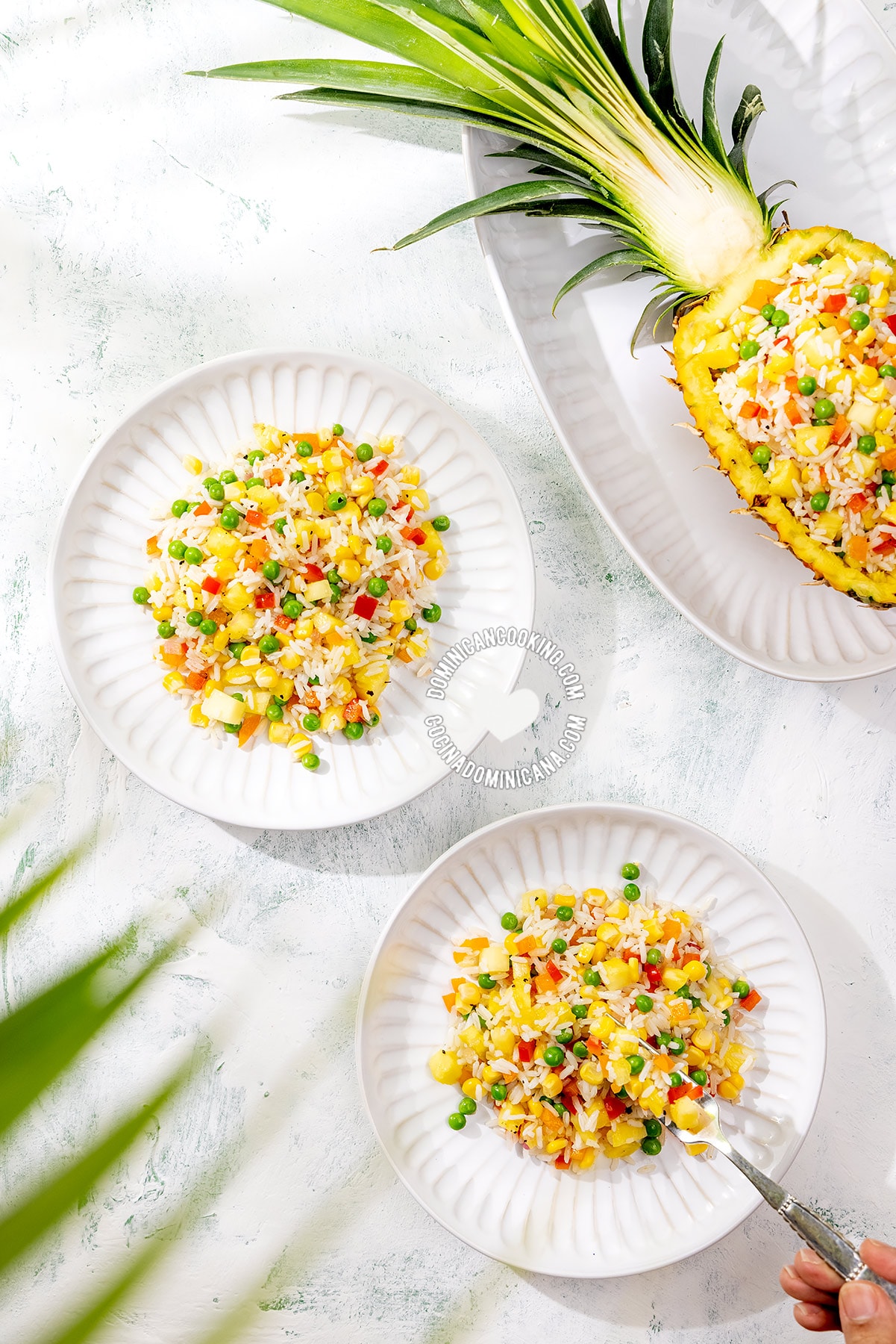 Pineapple, sweet corn, and rice salad.