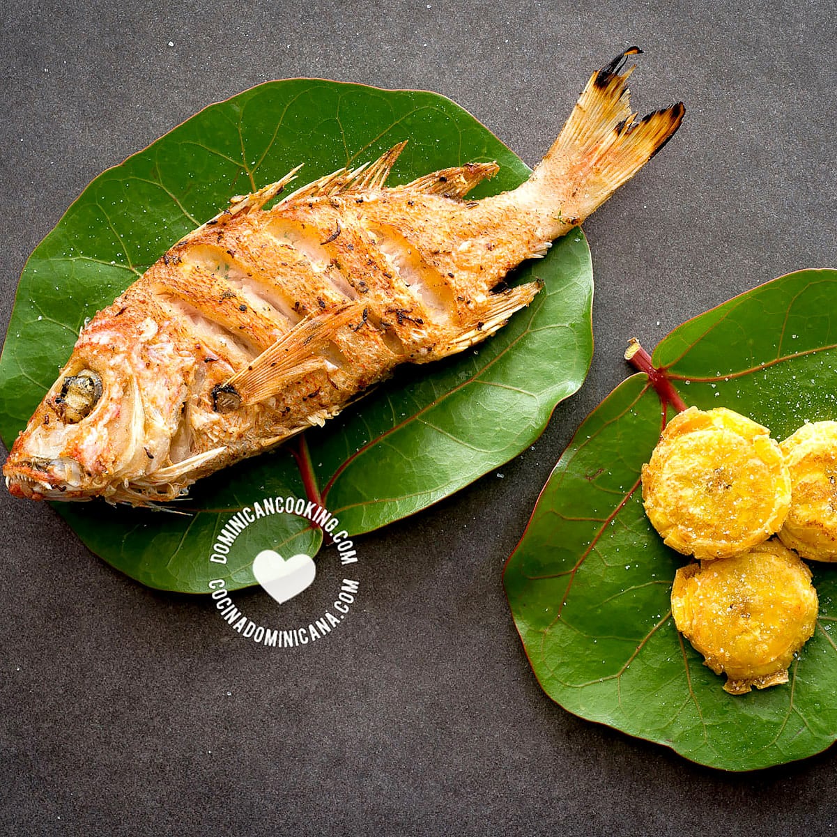 Whole fried fish (pescado frito dominicano).