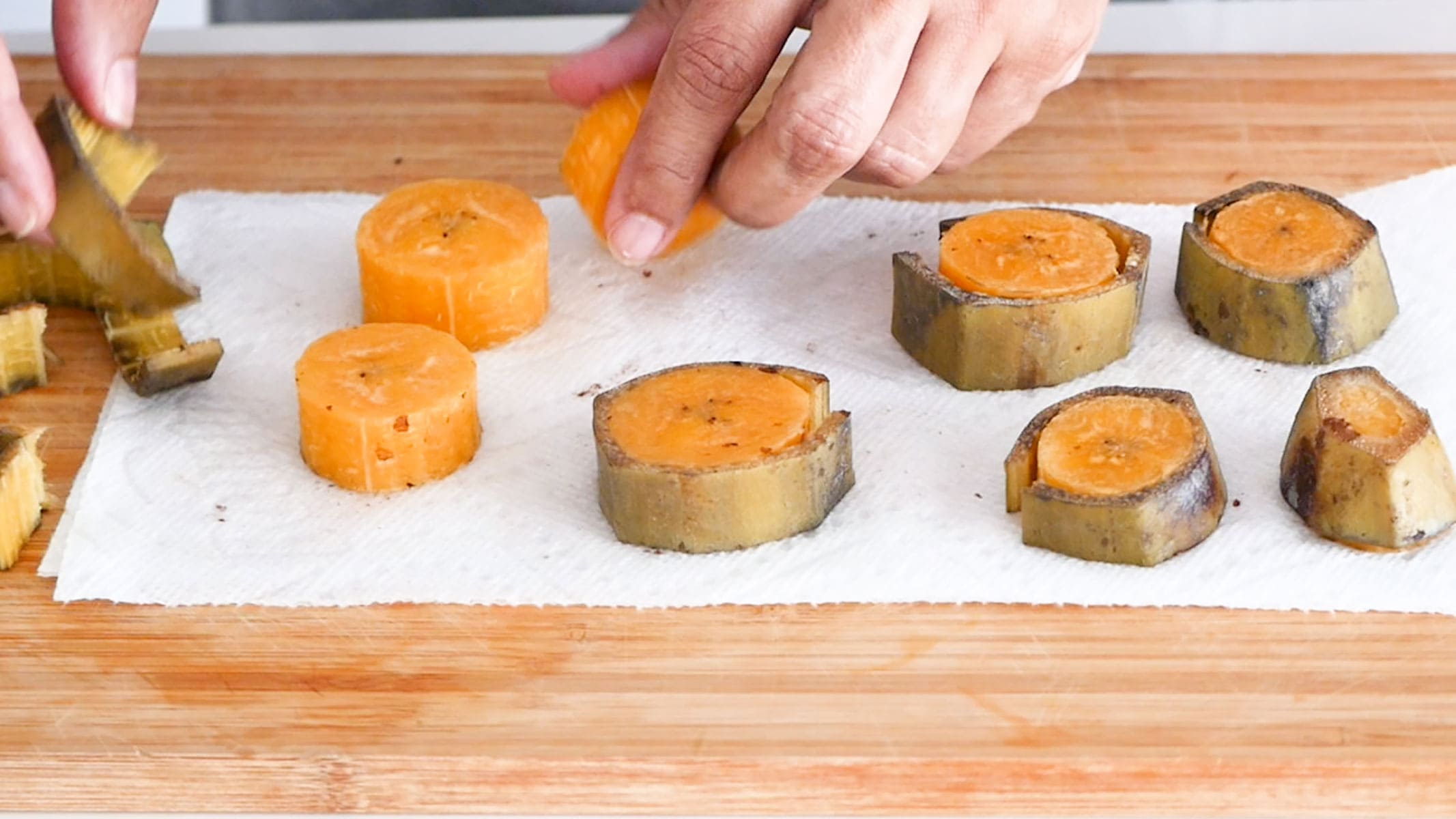 Precooked the plantains.