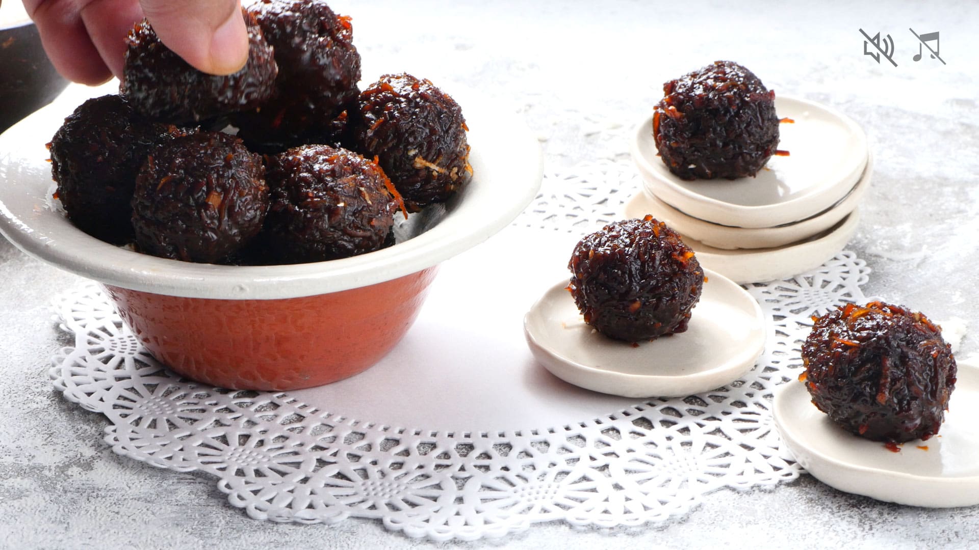 Served coconut balls.