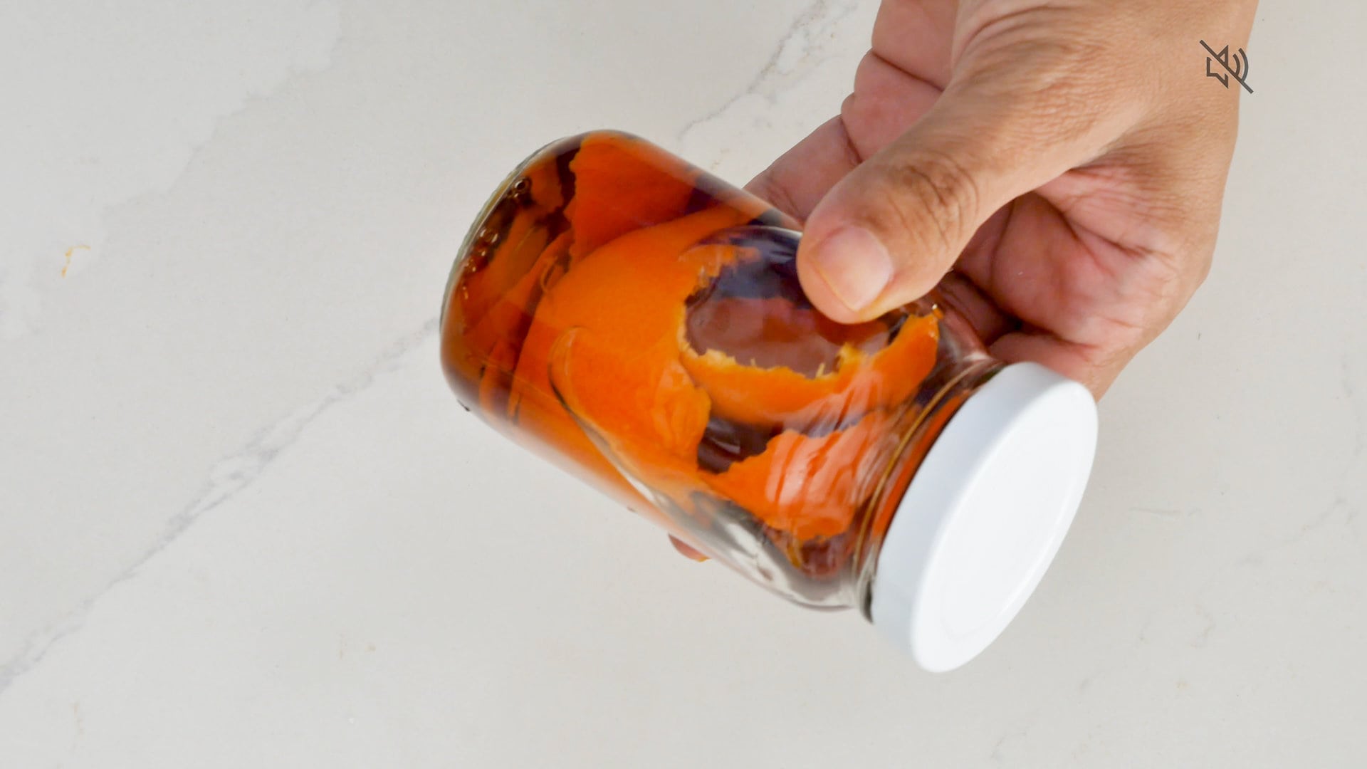 Peels in a bottle with rum.