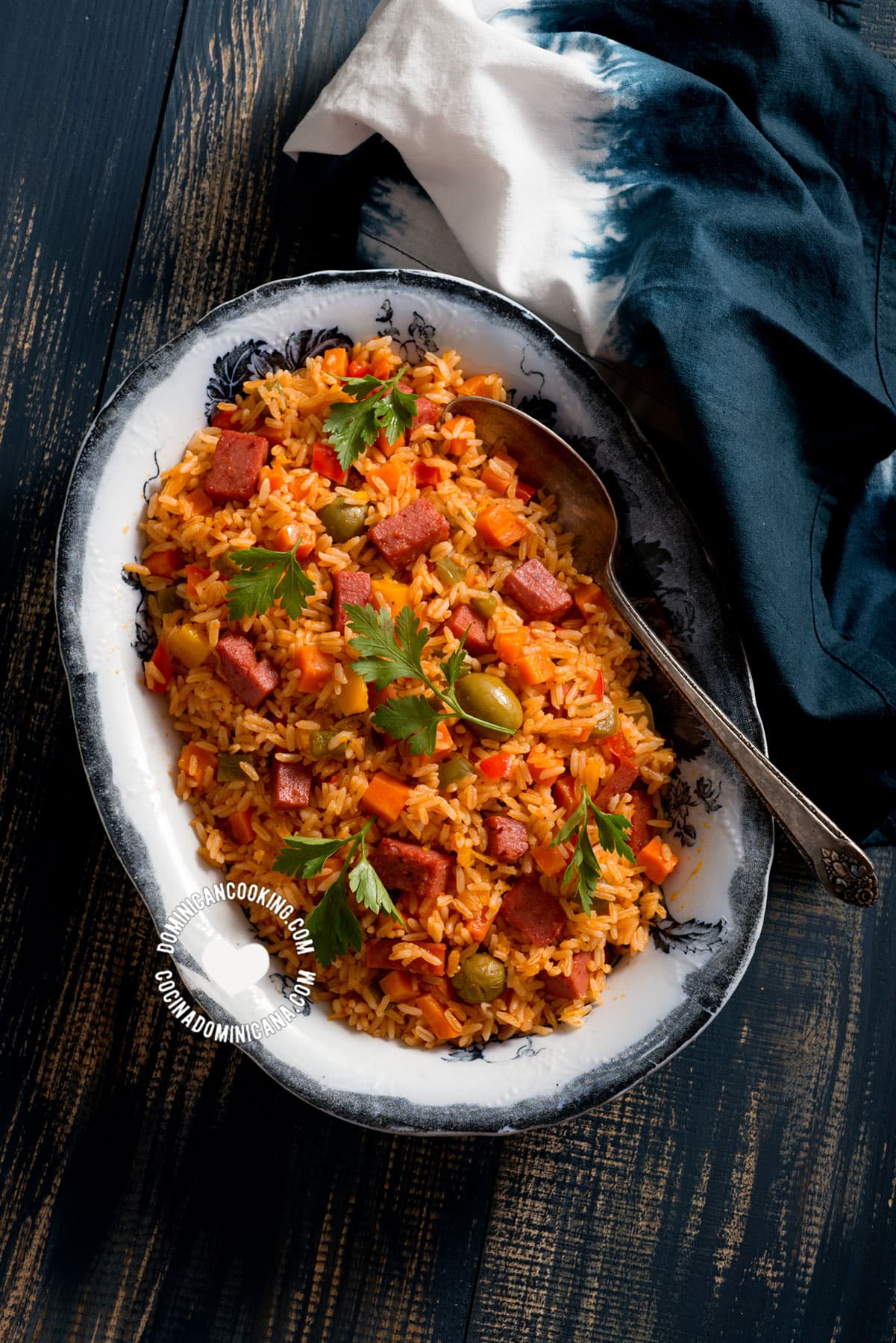 Dominican salami rice.