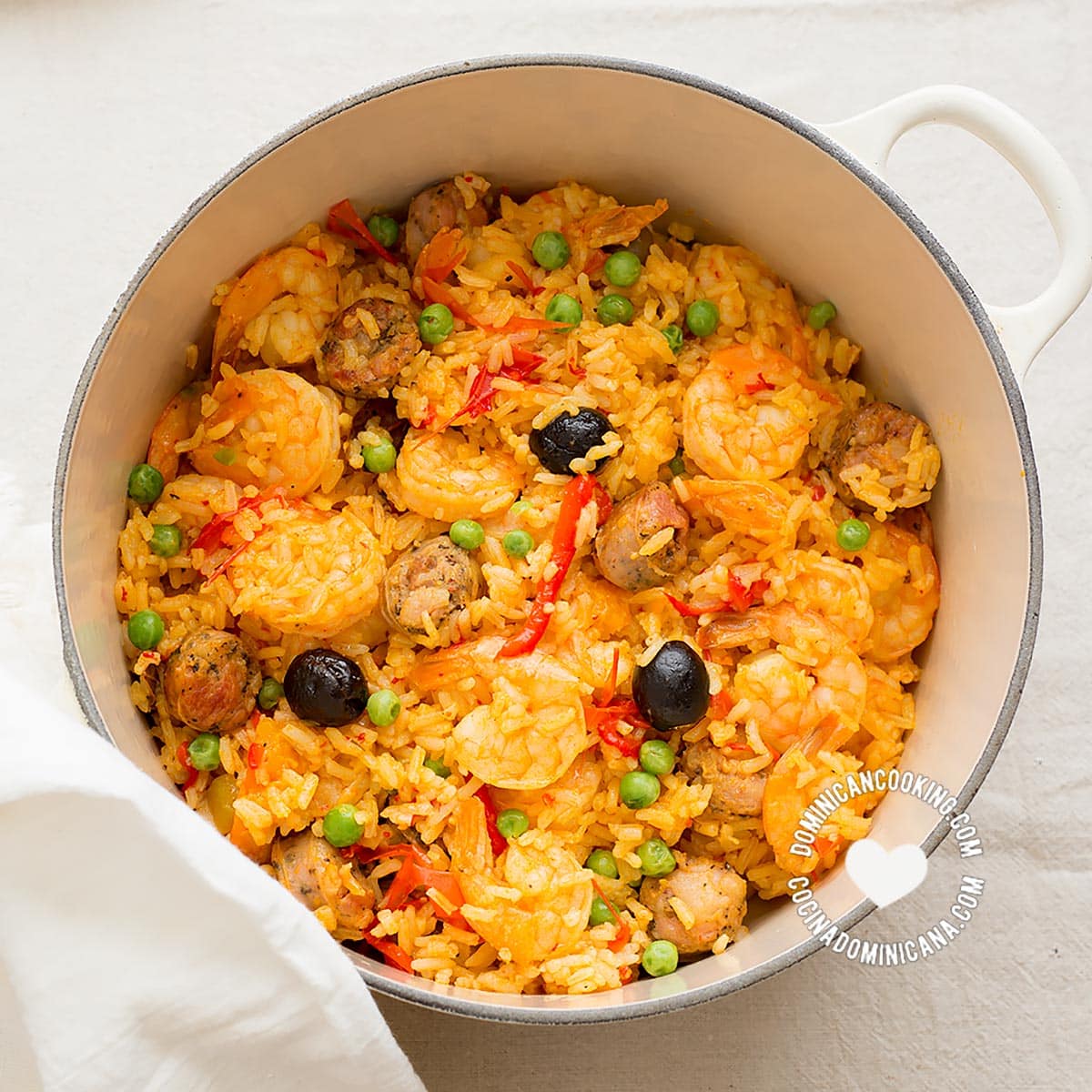 Dominican paella (yellow rice with shrimp).