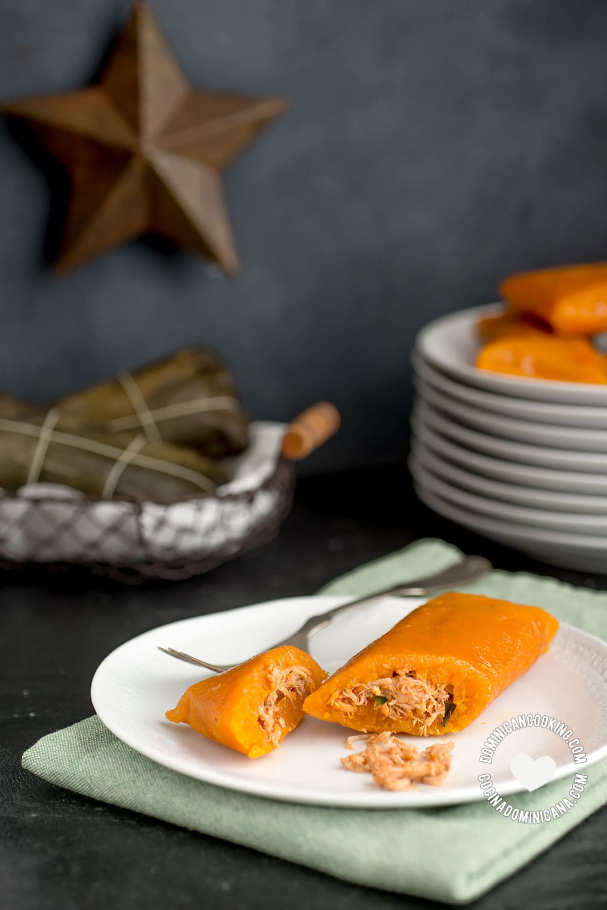 Pasteles de yuca en hoja.