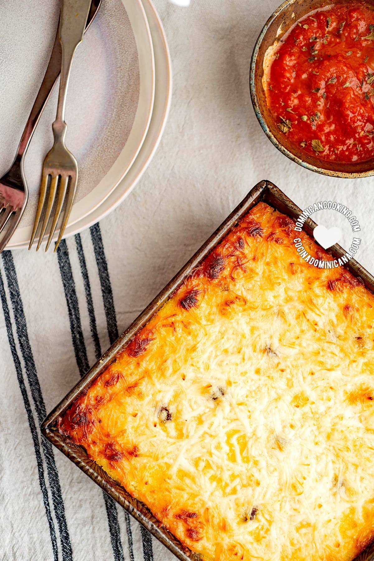 Cornmeal and beef casserole.