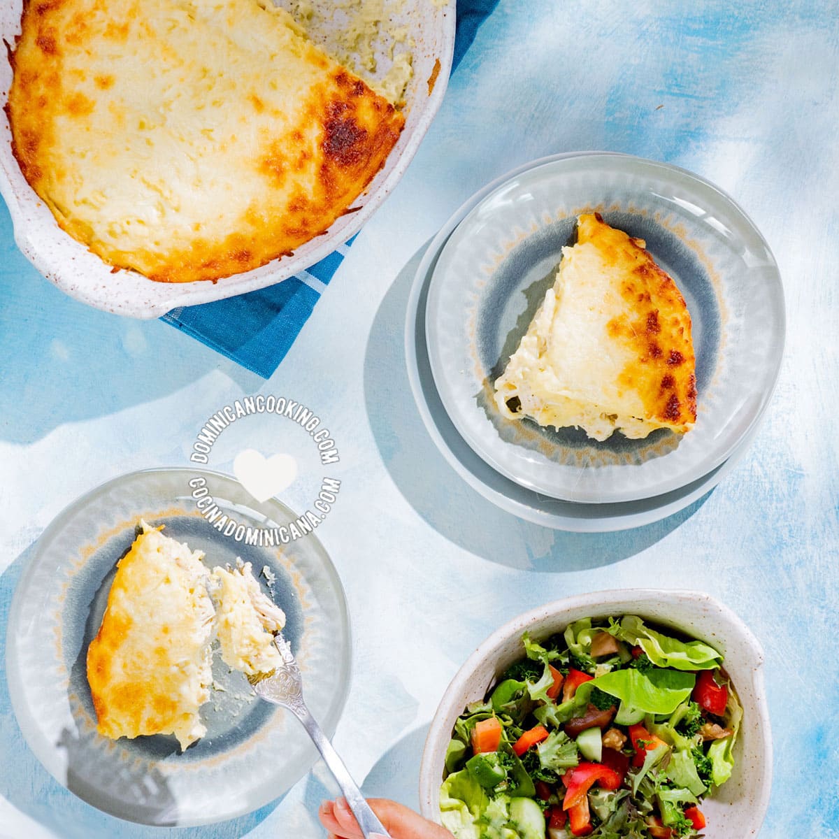 Pastelón de yuca (cassava and chicken casserole).