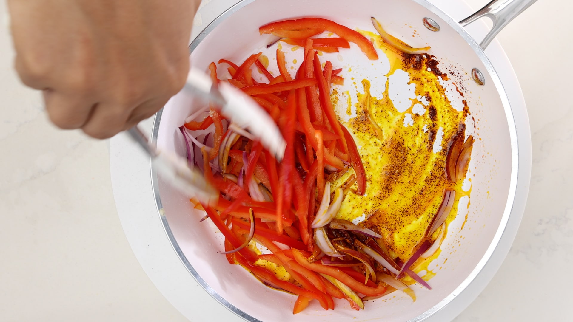 Sauteing vegetables.
