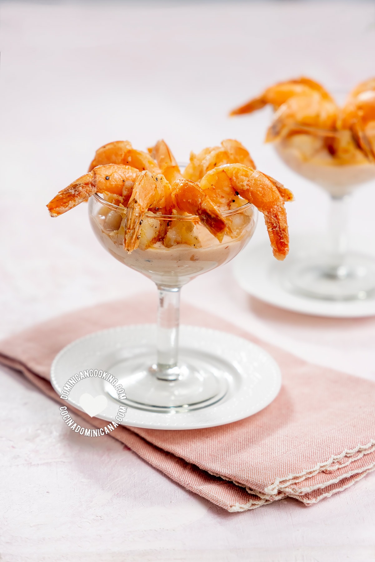 Pink sauce shrimp cocktail.
