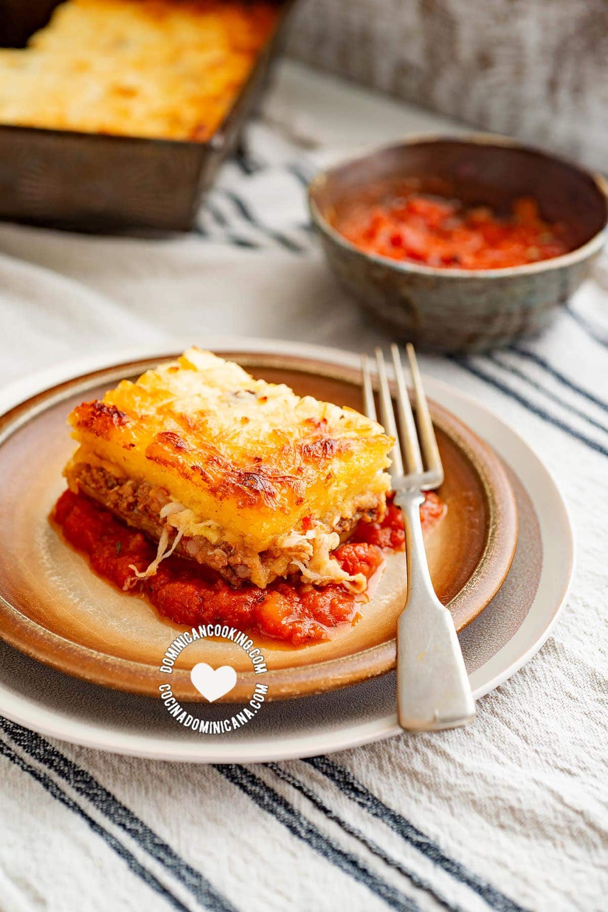 Cornmeal and beef casserole.