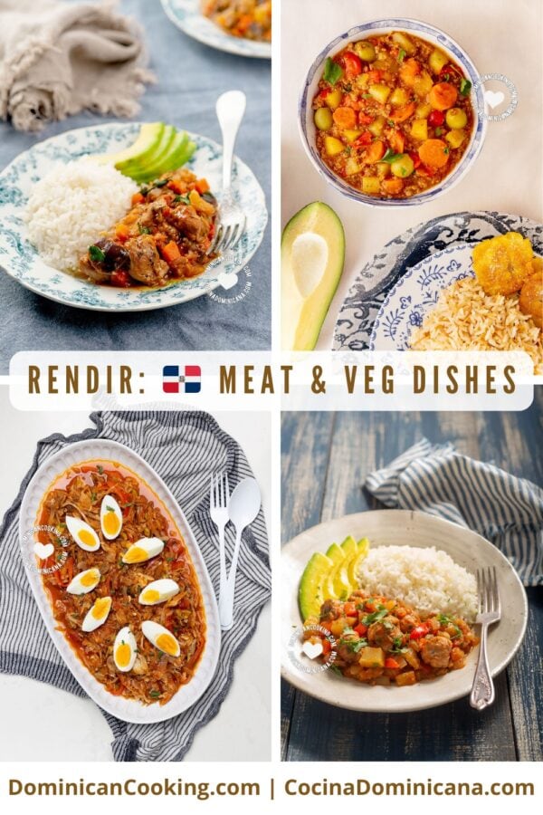 Rendir: Dominican meat with vegetable dishes.