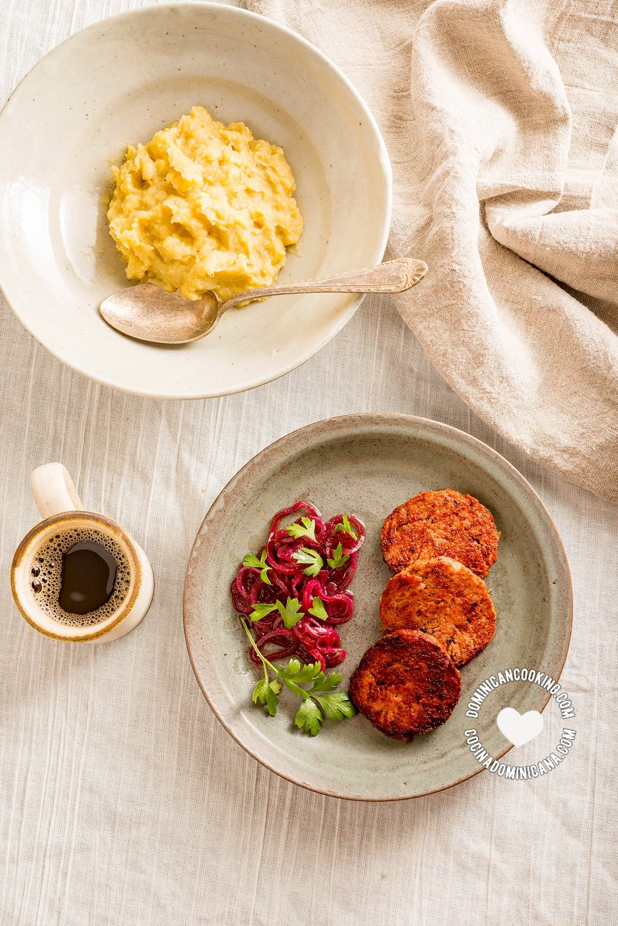 Homemade fried Dominican salami.