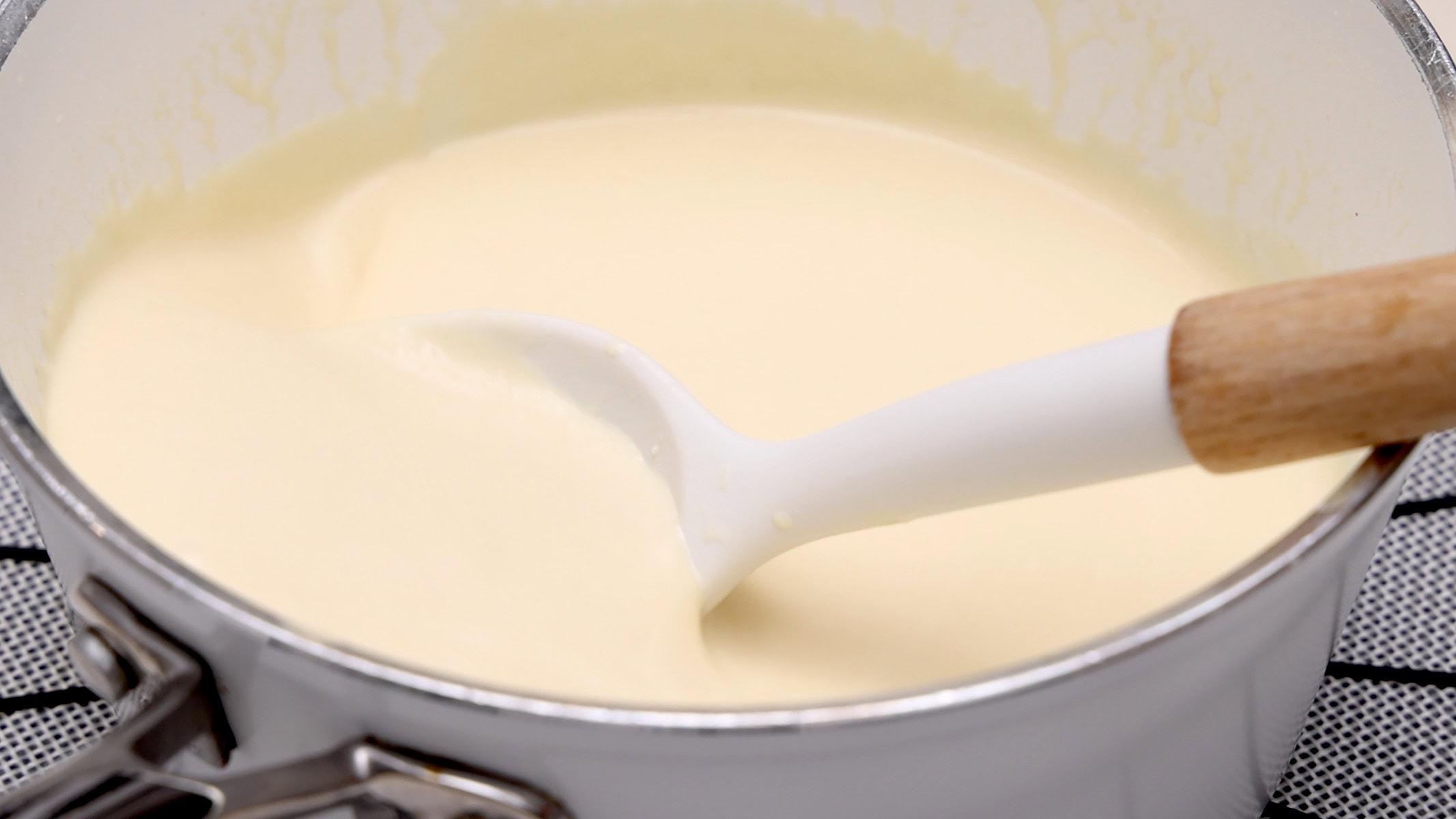 Making the cheese sauce.