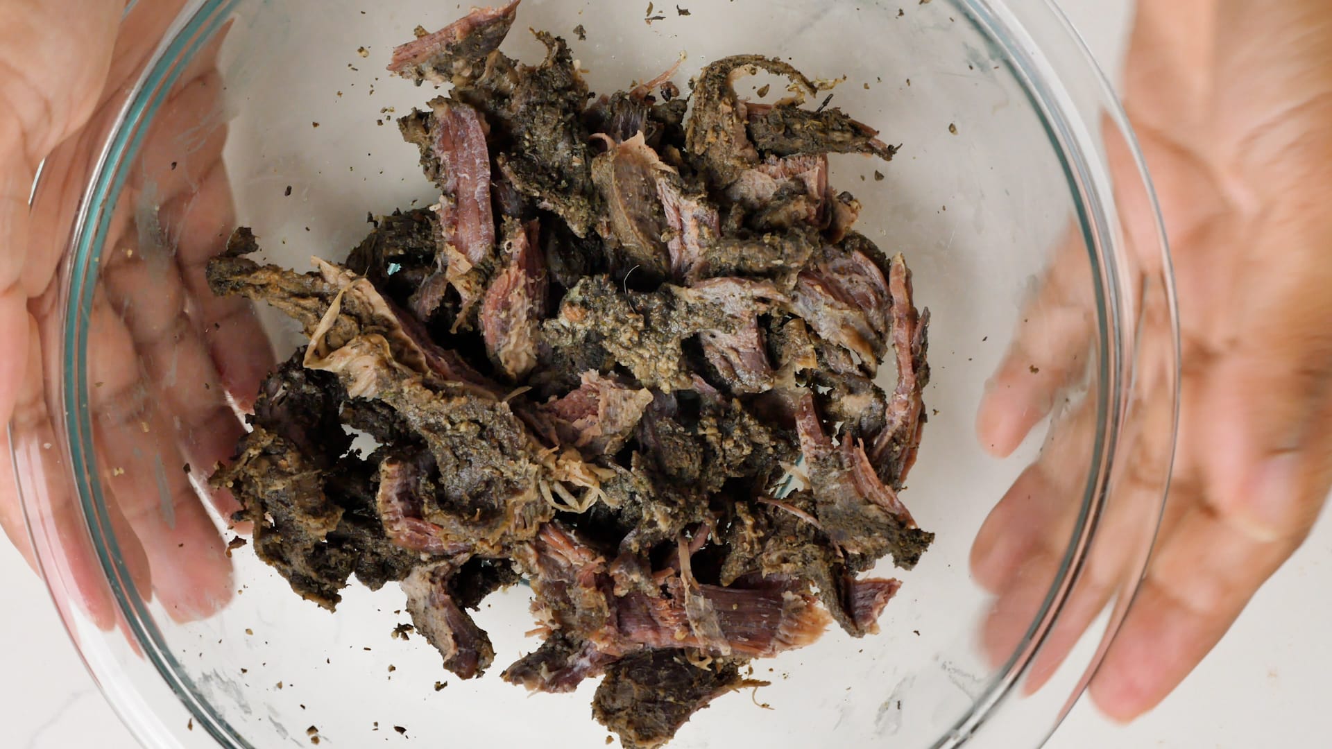 Shredded salted meat.