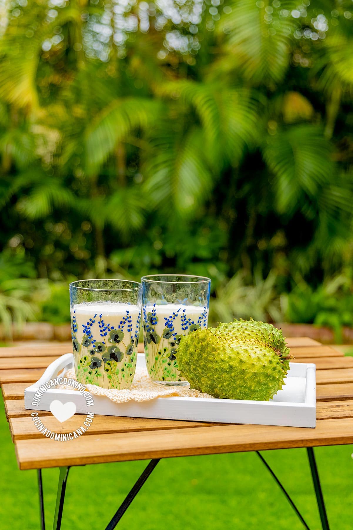 Champola de guanábana en el jardín.