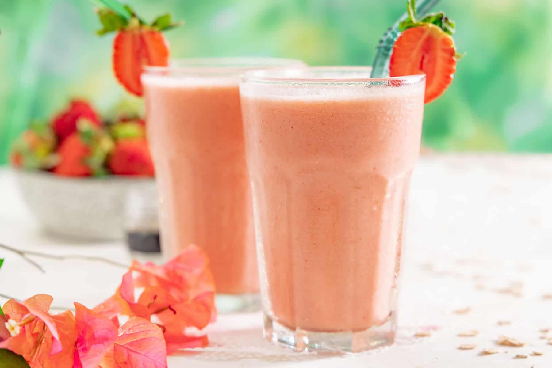 Strawberry oatmeal smoothie.