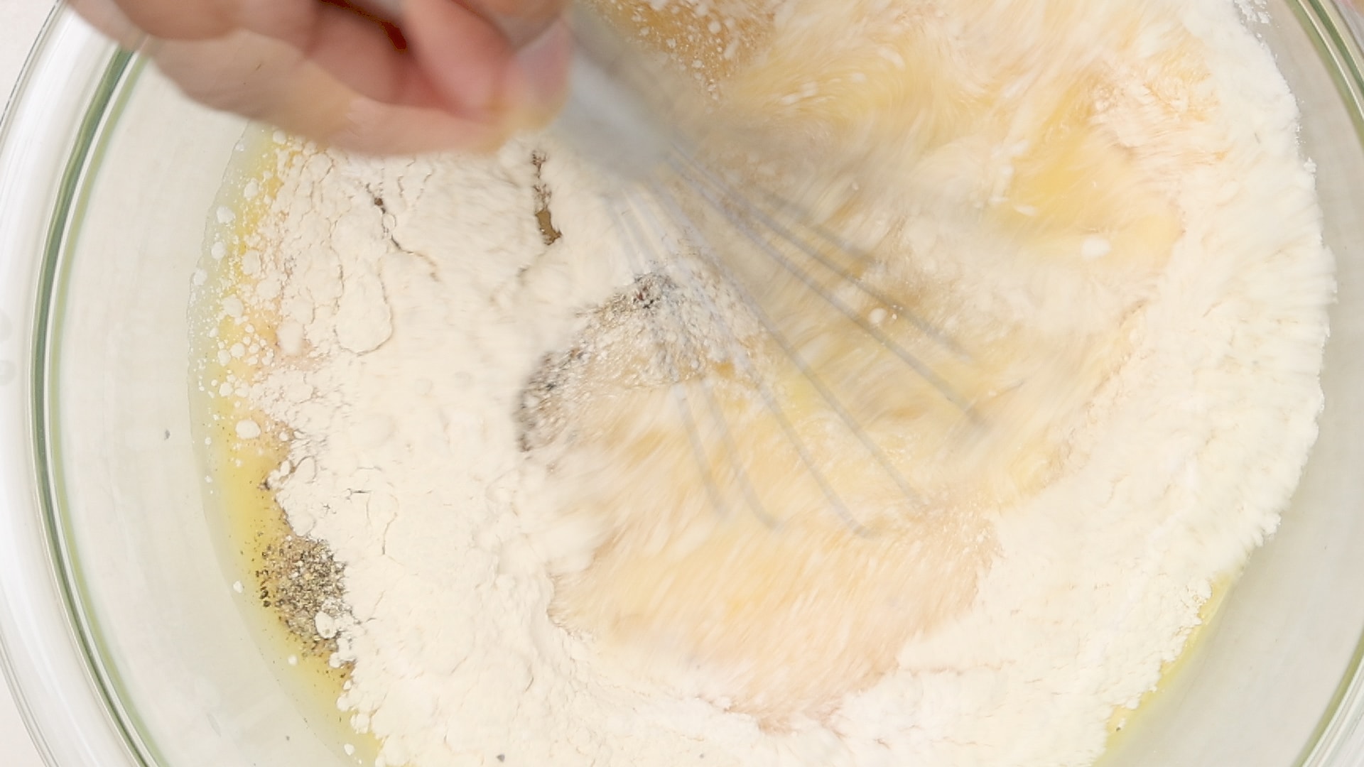 Whisking the batter.