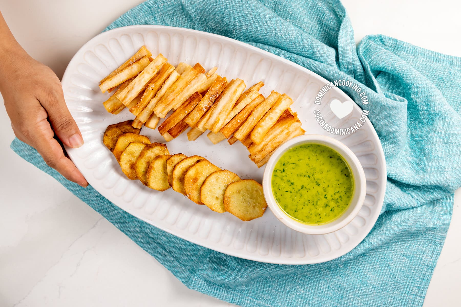 Yuca and batata fritas.
